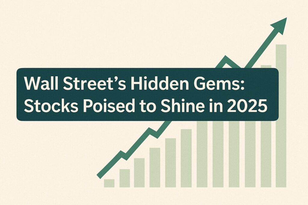 Wall Street’s hidden gems banner with rising stock chart and upward arrow, 2025 investing concept