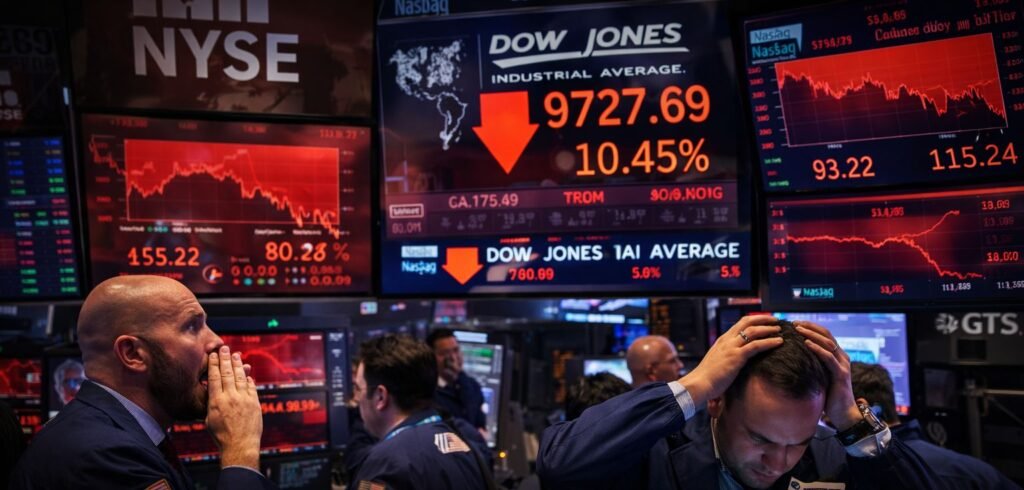 US stock market plunges as Dow Jones drops sharply and global financial markets face uncertainty